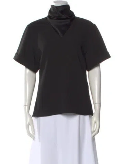 Pre-owned Ellery Mock Neck Short Sleeve Top In Black