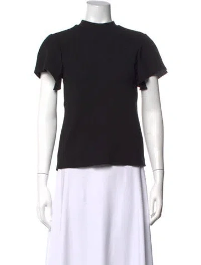 Pre-owned Ellery Mock Neck Short Sleeve Top In Black