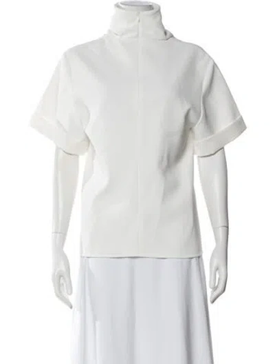 Pre-owned Ellery Mock Neck Short Sleeve Top In Neutral