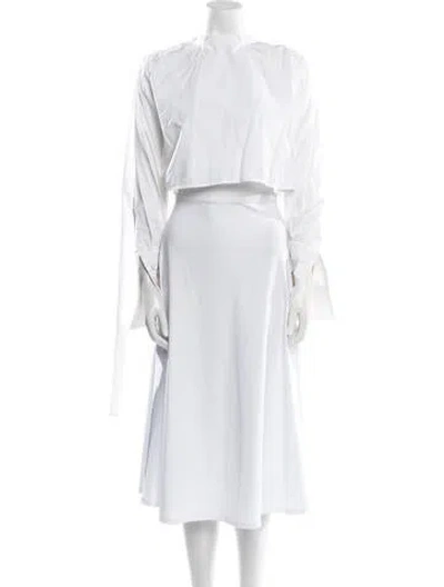 Pre-owned Ellery Mock Neck Three-quarter Sleeve Crop Top In White