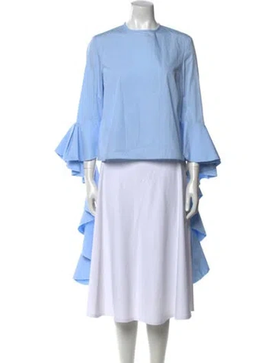Pre-owned Ellery Mock Neck Three-quarter Sleeve Tunic In Blue