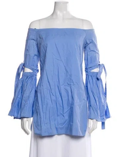 Pre-owned Ellery Off-the-shoulder Long Sleeve Blouse In Blue