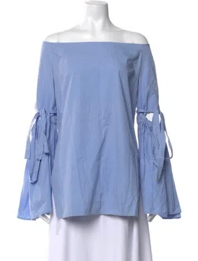 Pre-owned Ellery Off-the-shoulder Long Sleeve Top In Blue