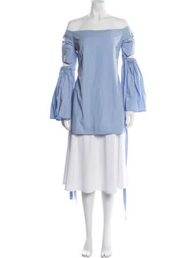 Pre-owned Ellery Off-the-shoulder Long Sleeve Top In Blue