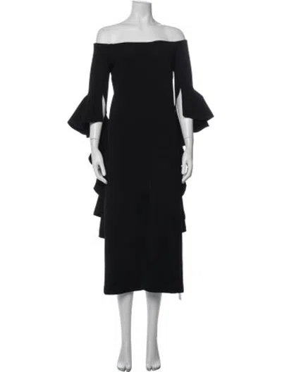 Pre-owned Ellery Off-the-shoulder Midi Length Dress In Black