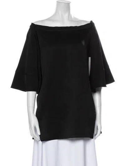 Pre-owned Ellery Off-the-shoulder Short Sleeve Blouse In Black