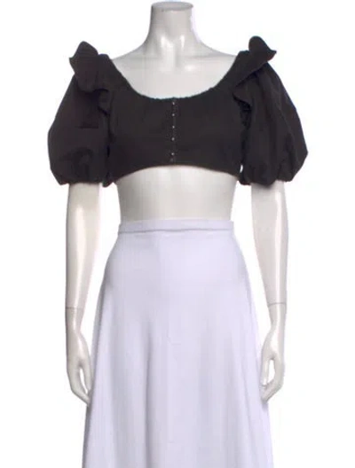 Pre-owned Ellery Off-the-shoulder Short Sleeve Crop Top In Black