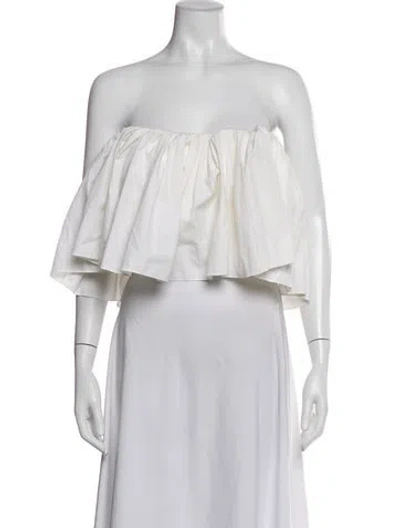 Pre-owned Ellery Off-the-shoulder Sleeveless Crop Top In White