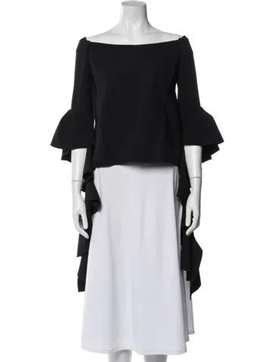 Pre-owned Ellery Off-the-shoulder Three-quarter Sleeve Blouse In Black