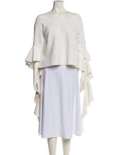 Pre-owned Ellery Off-the-shoulder Three-quarter Sleeve Blouse In White