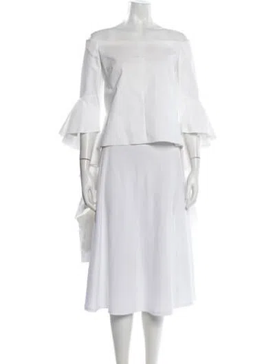 Pre-owned Ellery Off-the-shoulder Three-quarter Sleeve Top In White