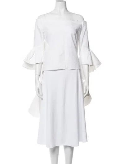 Pre-owned Ellery Off-the-shoulder Three-quarter Sleeve Top In White