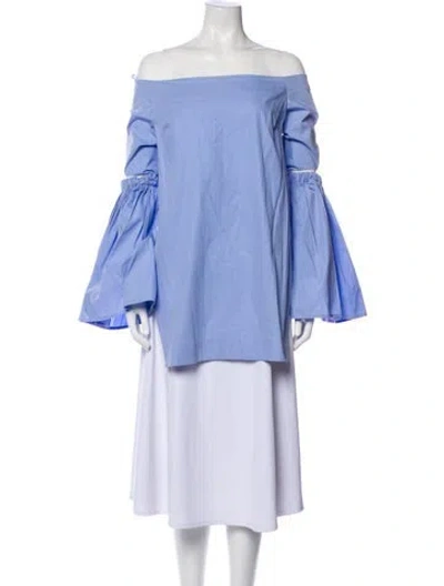 Pre-owned Ellery Off-the-shoulder Three-quarter Sleeve Tunic In Blue