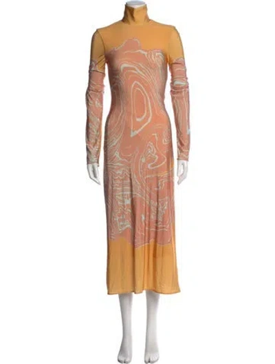 Pre-owned Ellery Paisley Print Long Dress In Orange