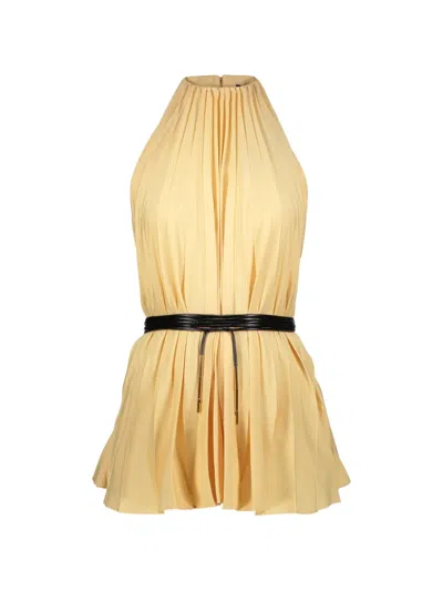 Ellery Pleated Halterneck Top In Yellow