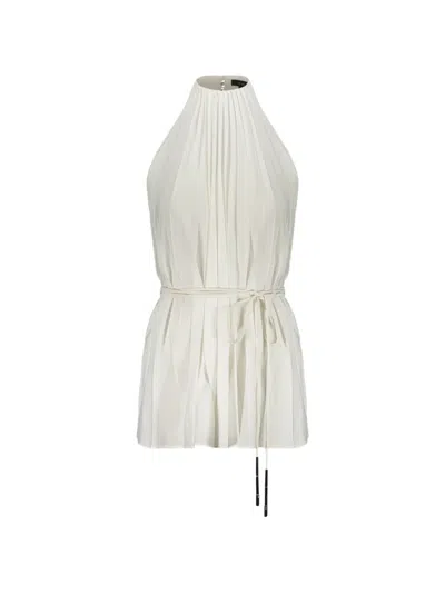 Ellery Pleated Open-back Blouse In White