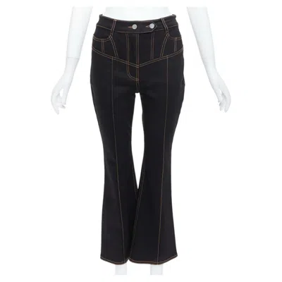 Pre-owned Ellery Presentism Corset Blue Overstitched Crop Boot Cut Jeans 26"