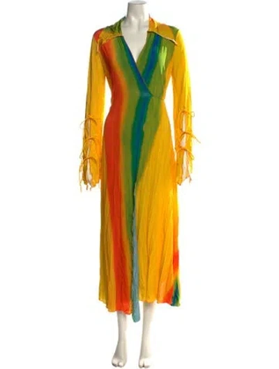 Pre-owned Ellery Printed Long Dress In Yellow