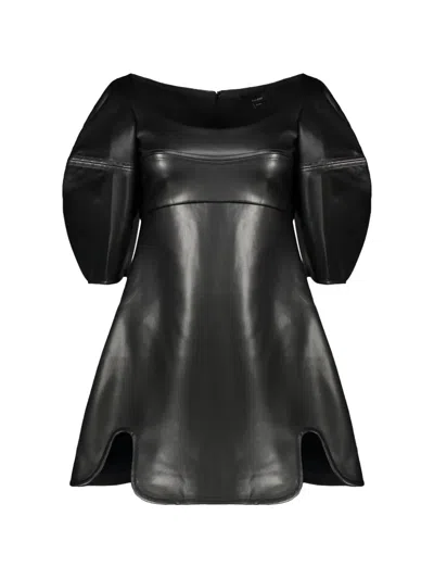 Ellery Puff-sleeve Flared Mini Dress In Black
