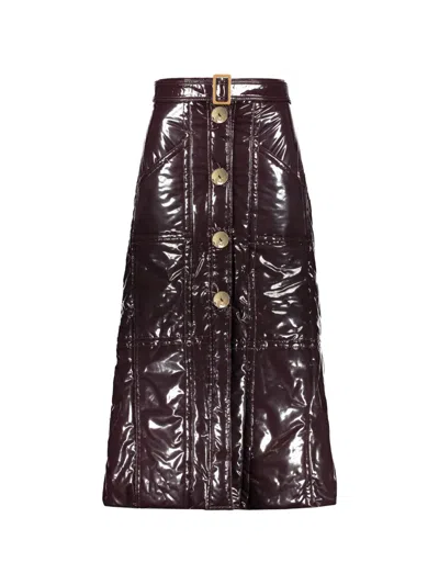Ellery Quilted Belted Skirt In Burgundy