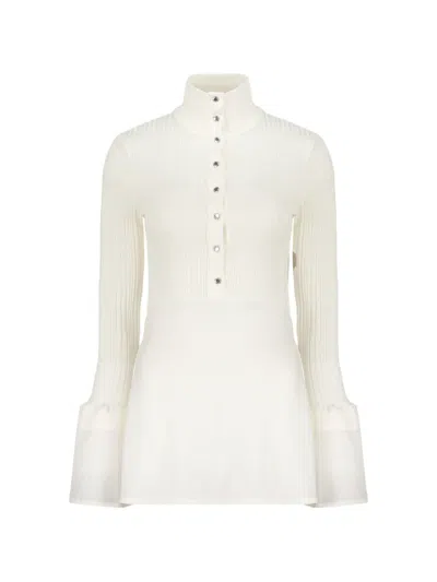 Ellery Ribbed-knit Flared-cuff Top In Neutral