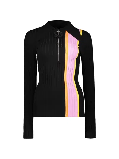 Ellery Ribbed-knit Panelled Top In Black