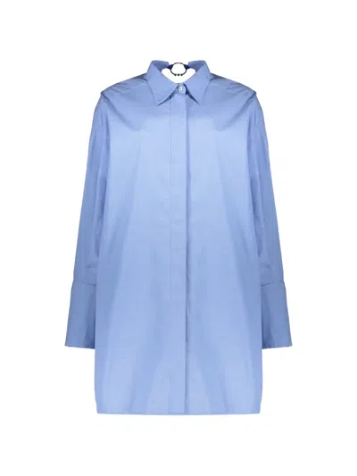 Ellery Ring-detail Long-sleeve Shirt In Blue