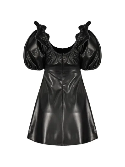 Ellery Ruffled Balloon-sleeve Mini Dress In Black