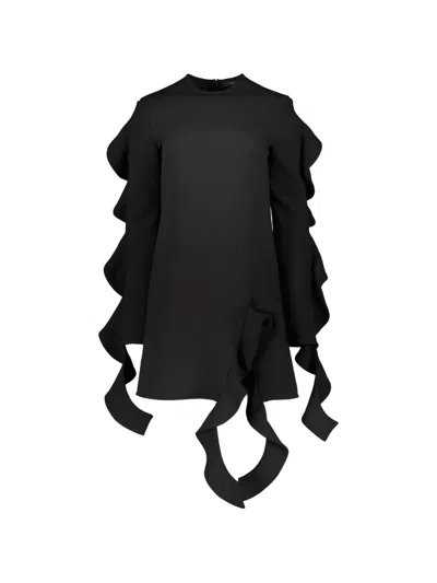 Ellery Ruffle-detail Long-sleeve Mini Dress In Black