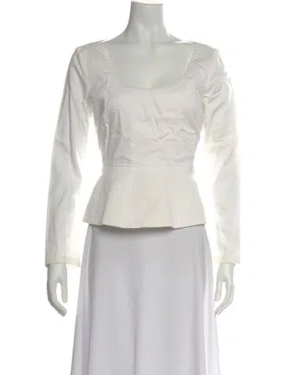 Pre-owned Ellery Scoop Neck Long Sleeve Top In White