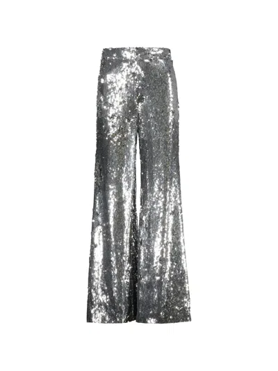 Ellery Sequin Wide Leg Trousers In Silver