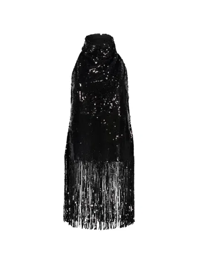 Ellery Sequin-embellished Fringed Top In Black