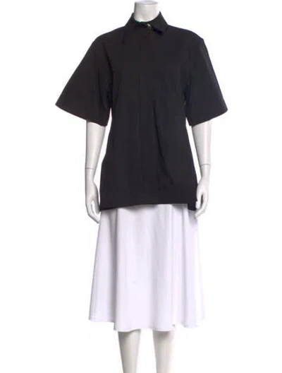 Pre-owned Ellery Short Sleeve Button-up Top In Black