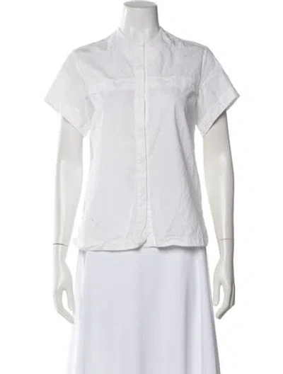 Pre-owned Ellery Short Sleeve Button-up Top In White