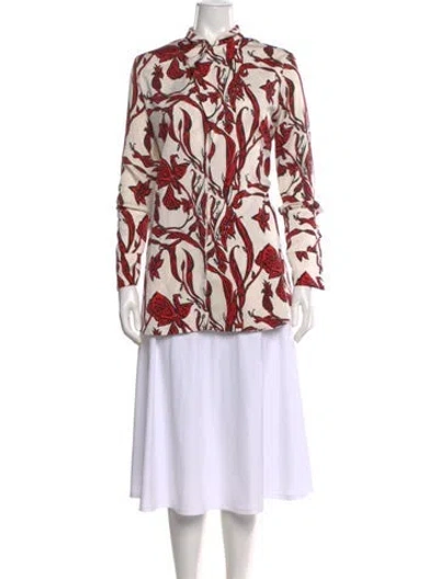 Pre-owned Ellery Silk Floral Print Blouse In Red