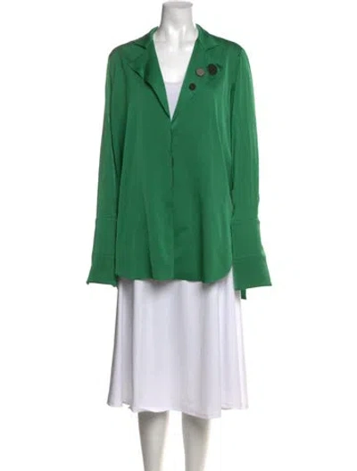 Pre-owned Ellery Silk Long Sleeve Top In Green