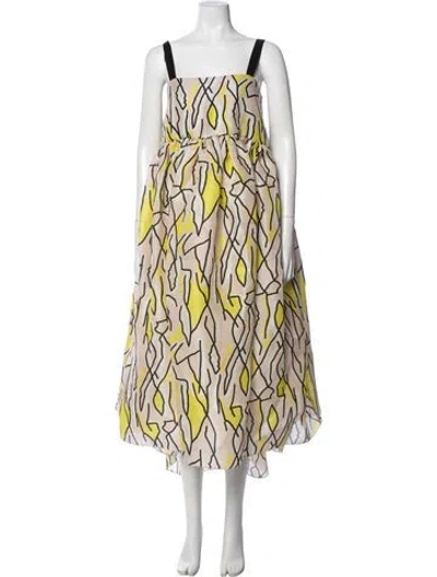 Pre-owned Ellery Silk Midi Length Dress W/ Tags In Pink/yellow