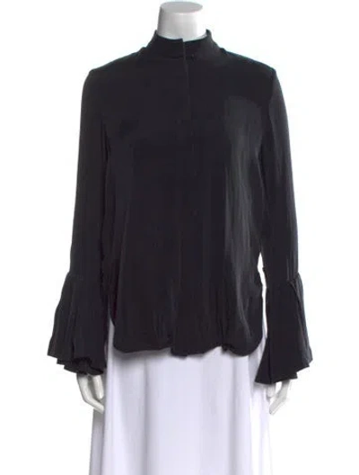 Pre-owned Ellery Silk Mock Neck Blouse In Black