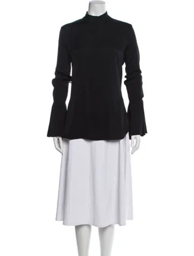 Pre-owned Ellery Silk Mock Neck Blouse In Gray