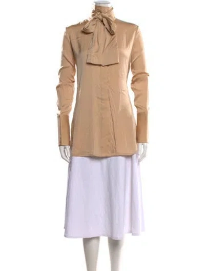 Pre-owned Ellery Silk Tie Neck Blouse W/ Tags In Neutrals