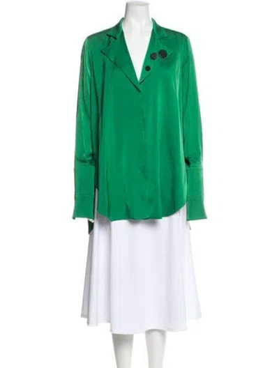 Pre-owned Ellery Silk V-neck Blouse In Green