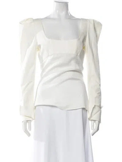 Pre-owned Ellery Square Neckline Long Sleeve Blouse In White