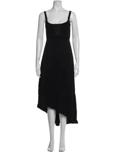 Pre-owned Ellery Square Neckline Midi Length Dress In Black
