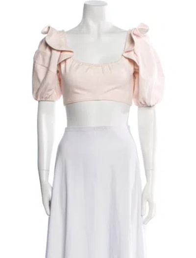 Pre-owned Ellery Square Neckline Short Sleeve Crop Top In Pink