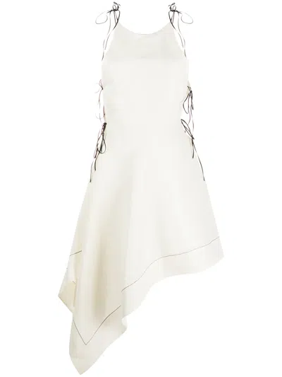 Ellery Tahiti Asymmetric Midi Dress In White