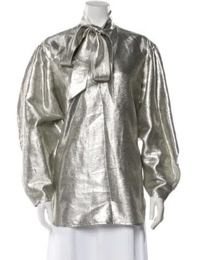 Pre-owned Ellery Tie Neck Long Sleeve Blouse In Multi