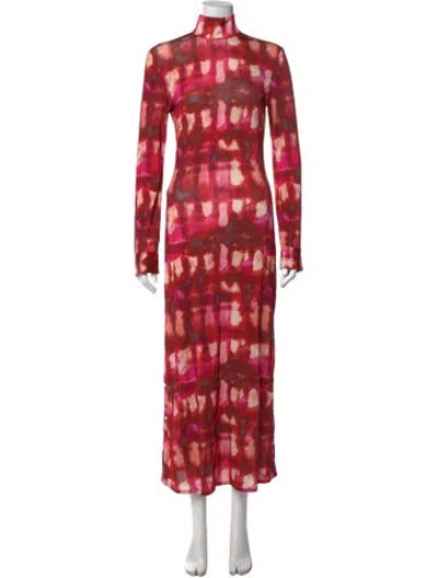 Pre-owned Ellery Tie-dye Print Long Dress In Red