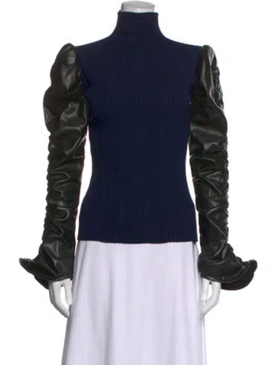 Pre-owned Ellery Turtleneck Long Sleeve Top W/ Tags In Blue