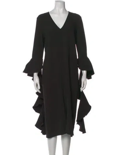 Pre-owned Ellery V-neck Knee-length Dress In Black