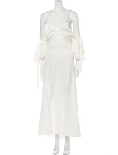 Pre-owned Ellery V-neck Long Dress In Neutral